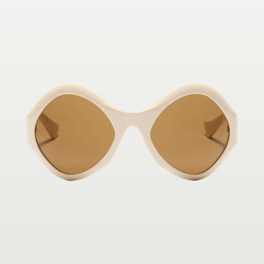 Valentino Round Acetate Eyewear — IVORY/BROWN