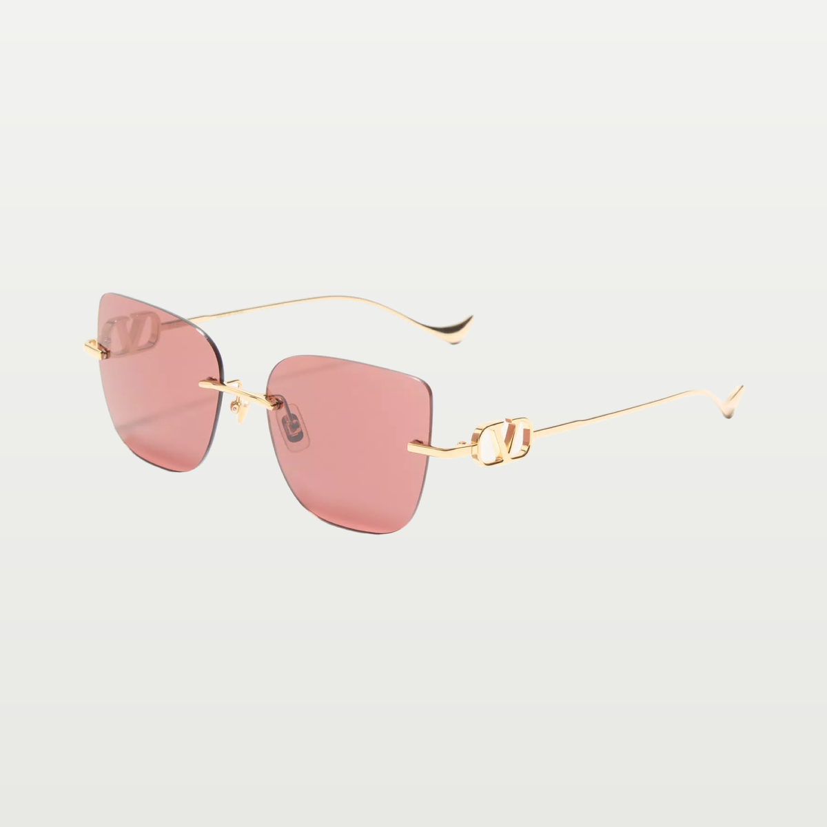Valentino Geometric Metal Eyewear — GOLD/BROWN