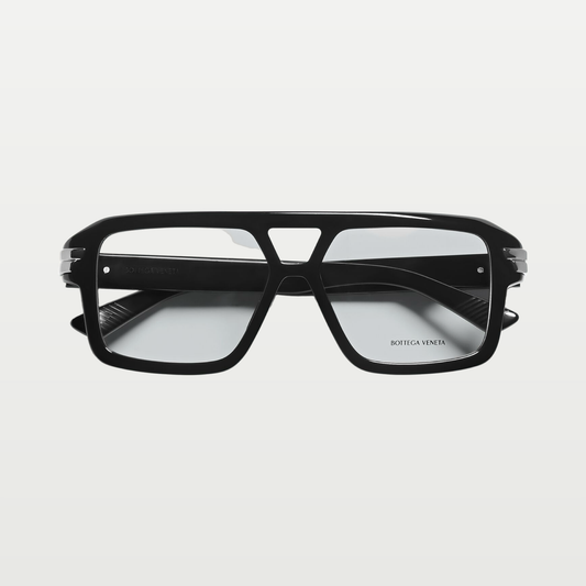 Bottega Veneta Mitre Aviator Eyeglasses in Black/transparent