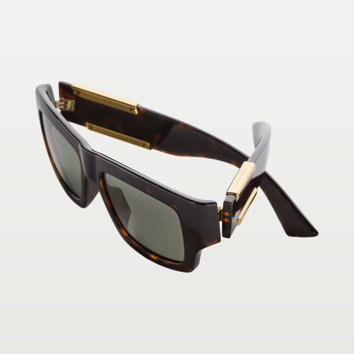 Bottega Veneta Dash Squared Sunglasses in Havana/green
