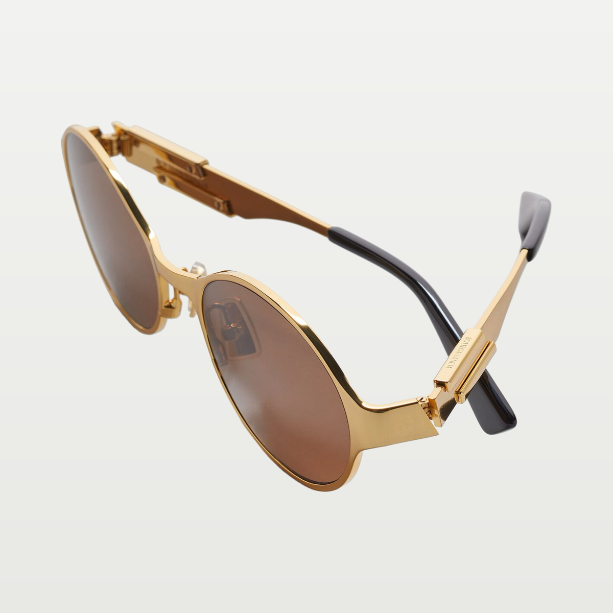 Bottega Veneta Dash Oval Sunglasses in Gold/brown