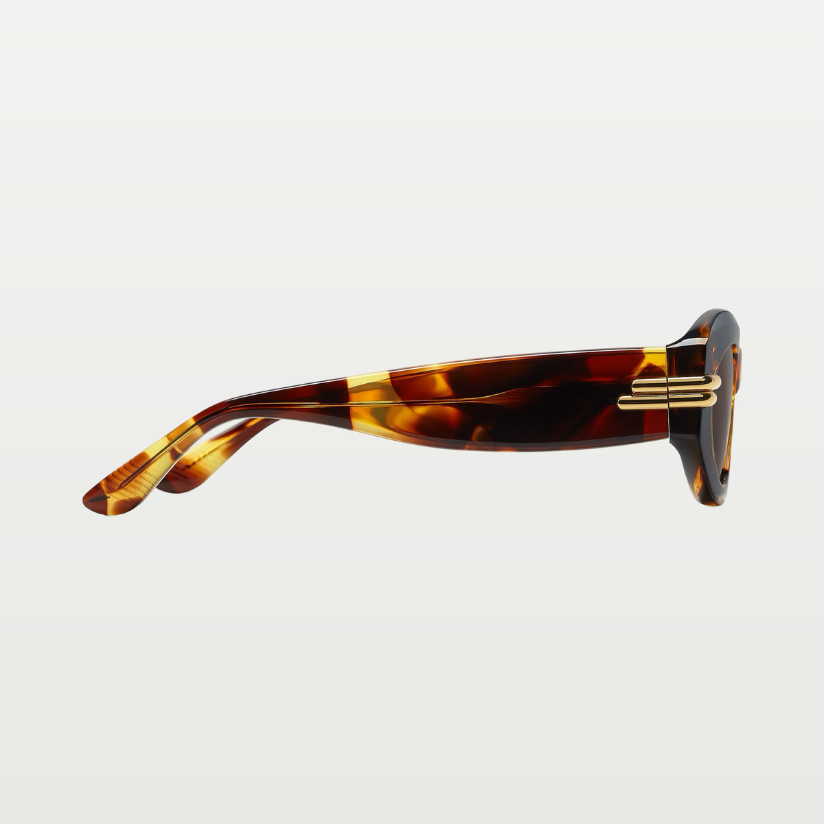 Bottega Veneta Mitre Oval Sunglasses in Havana/brown