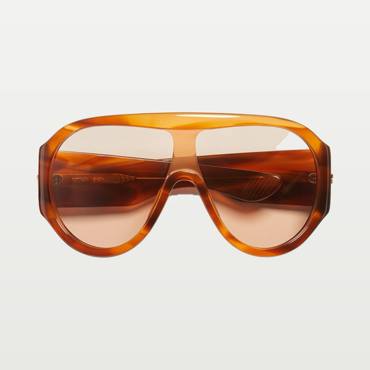 Bottega Veneta Scudo Shield Sunglasses in Havana/brown
