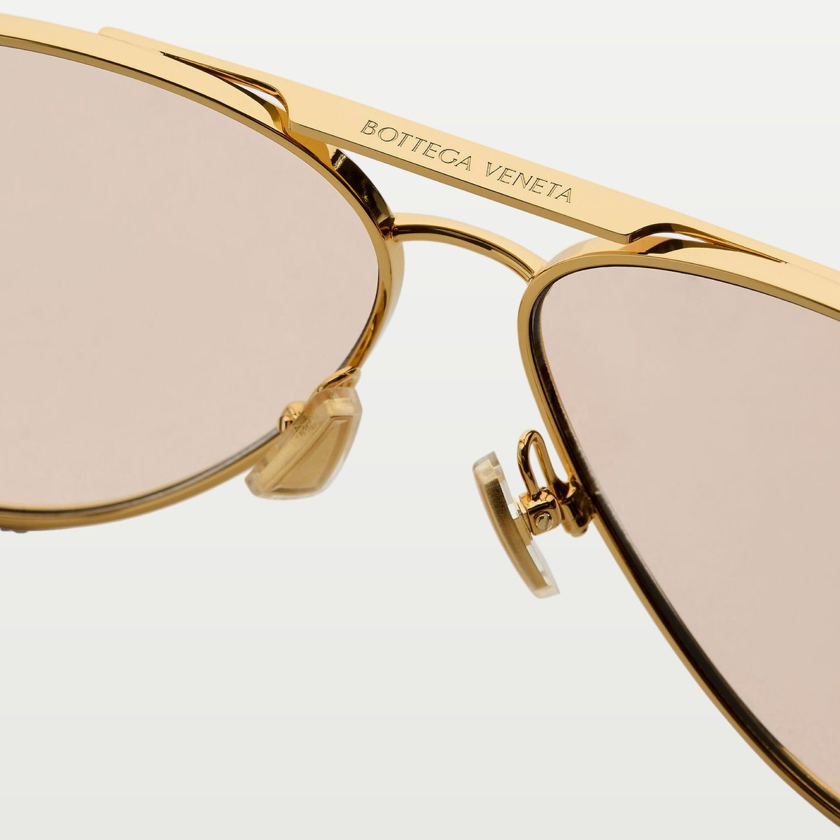 Bottega Veneta Sardine Aviator Sunglasses in Gold/brown