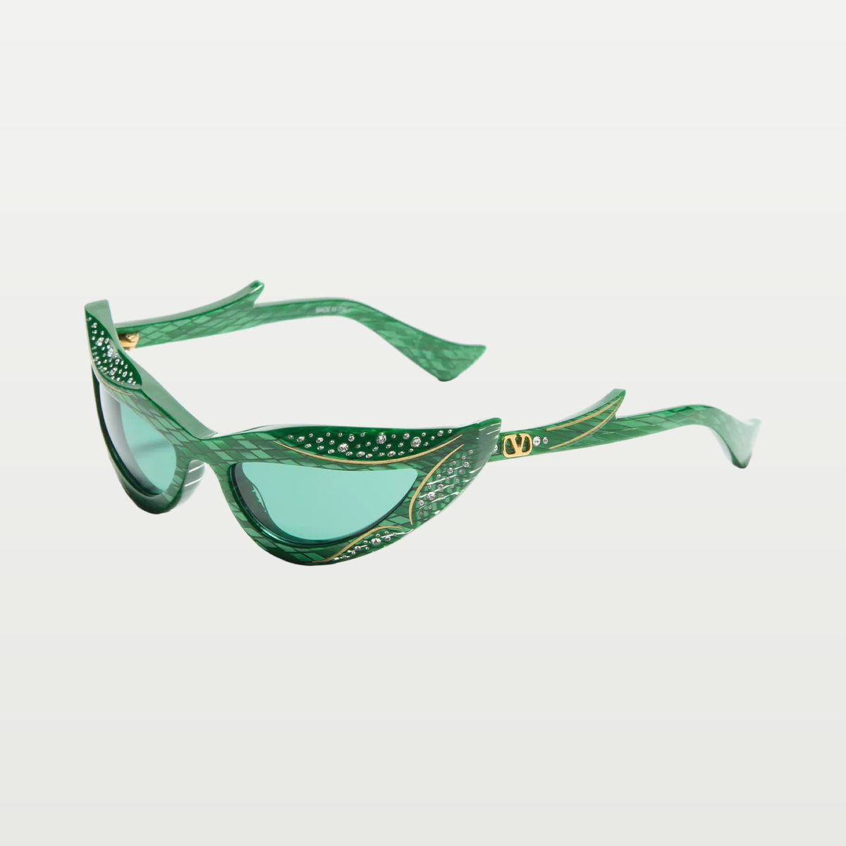 Valentino Cat-Eye Acetate Eyewear — GREEN/GREEN