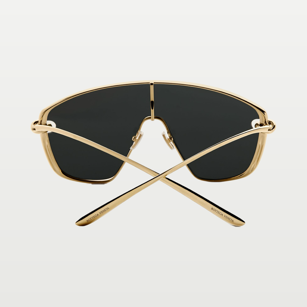 Bottega Veneta Knot Shield Sunglasses in Gold/smoke