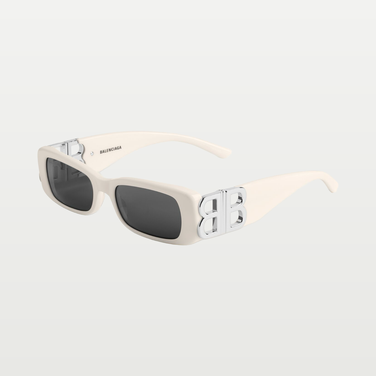 Balenciaga Women's Dynasty Rectangle Sunglasses in Ivory Cream