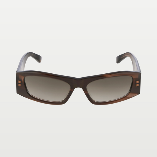 Balenciaga Women's Nano Rectangle Af Sunglasses in Metallic Brown Havana
