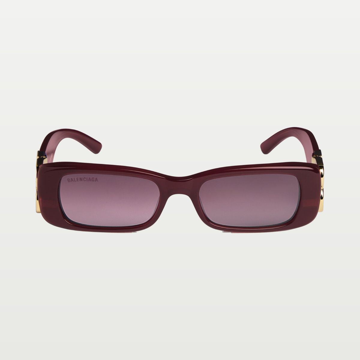 Balenciaga Women's Dynasty Rectangle Sunglasses in Dark Burgundy