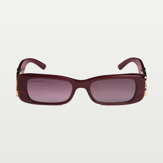 Balenciaga Women's Dynasty Rectangle Sunglasses in Dark Burgundy