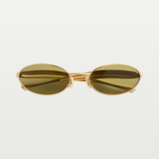 Bottega Veneta Sardine Oval Sunglasses in Gold/green