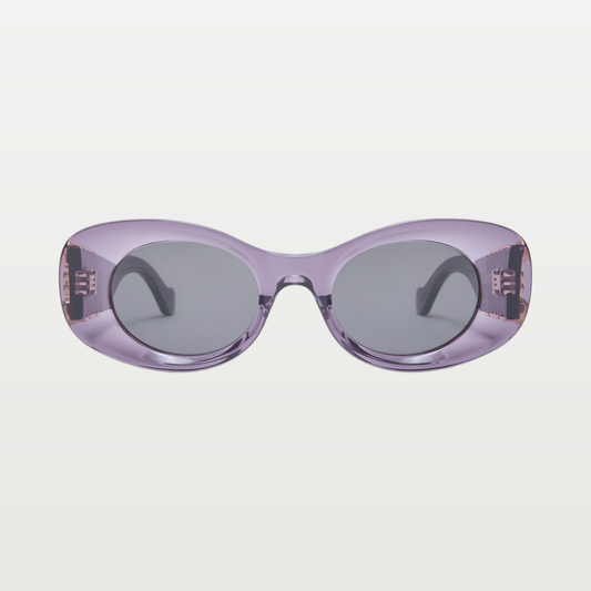 LOEWE Beveled Oval Maxi Anagram sunglasses in Transparent Purple