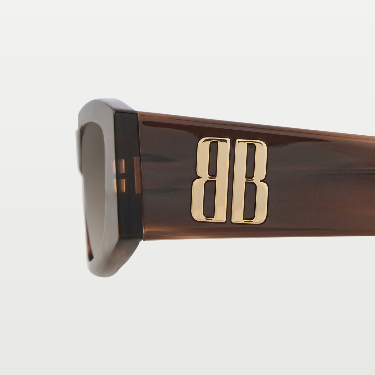 Balenciaga Women's Nano Rectangle Af Sunglasses in Metallic Brown Havana
