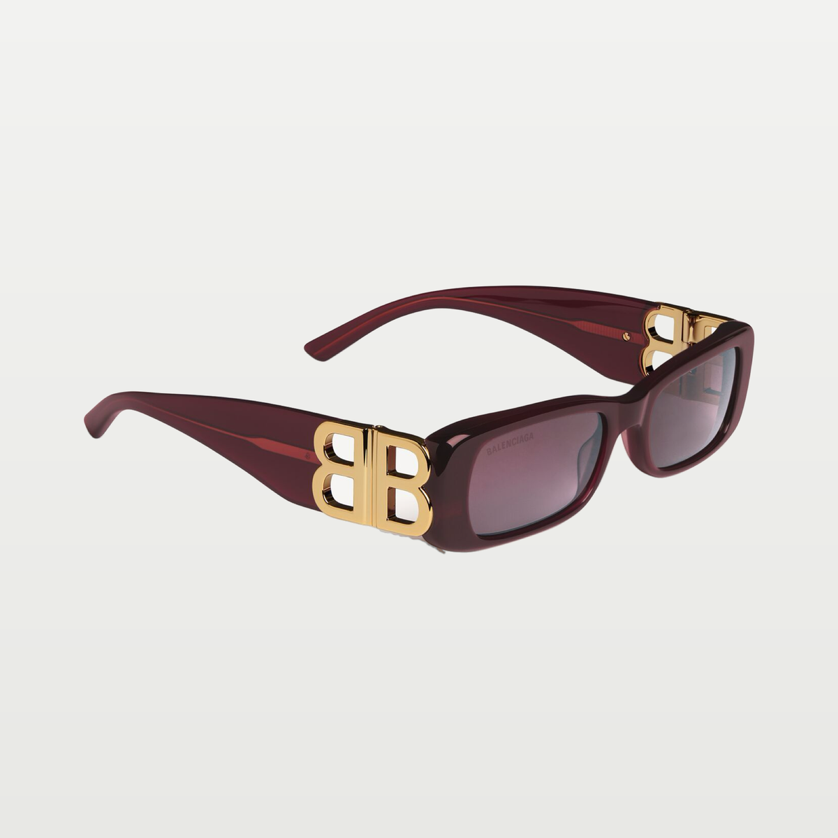 Balenciaga Women's Dynasty Rectangle Sunglasses in Dark Burgundy