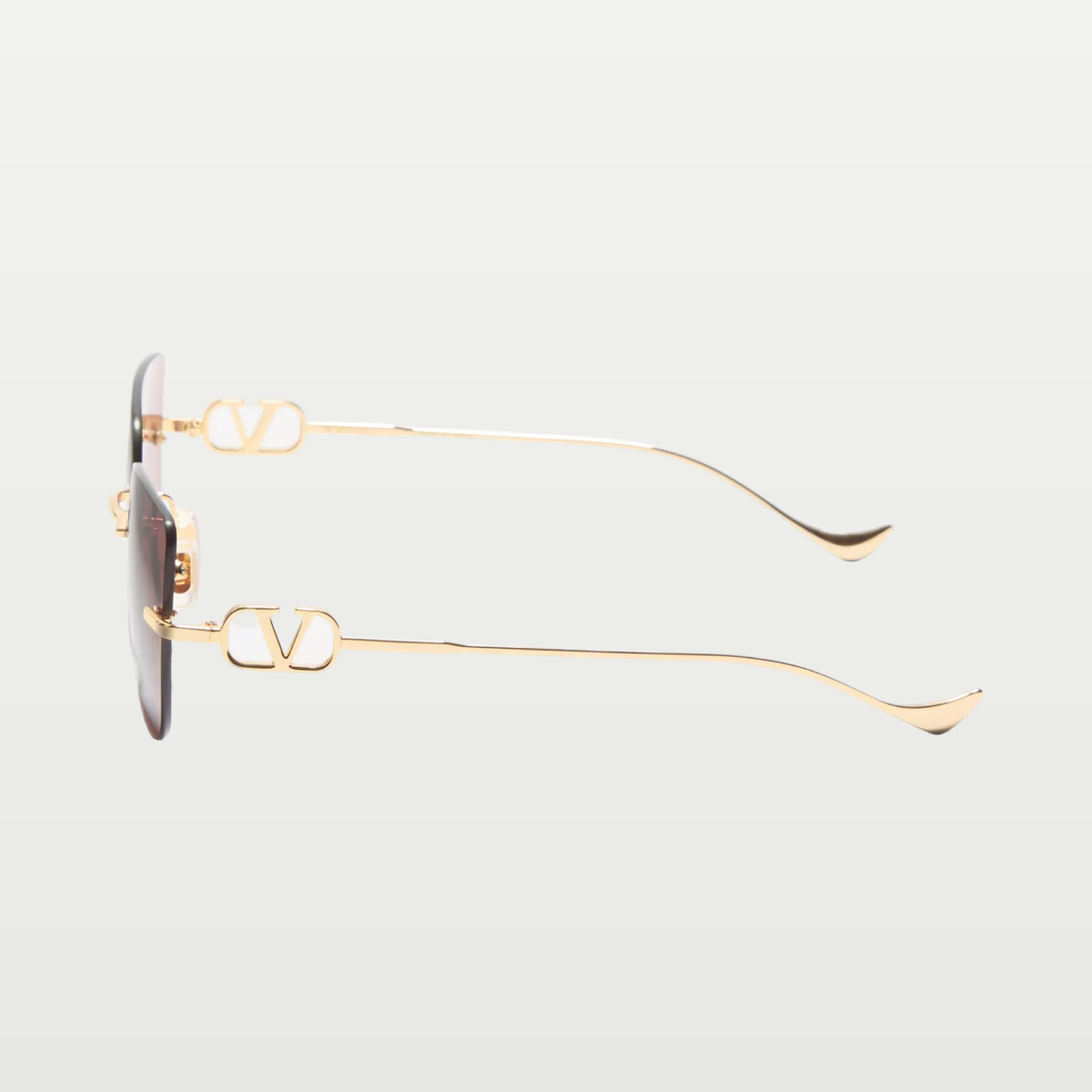 Valentino Geometric Metal Eyewear — GOLD/BROWN