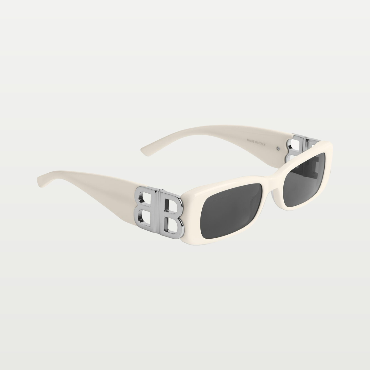 Balenciaga Women's Dynasty Rectangle Sunglasses in Ivory Cream