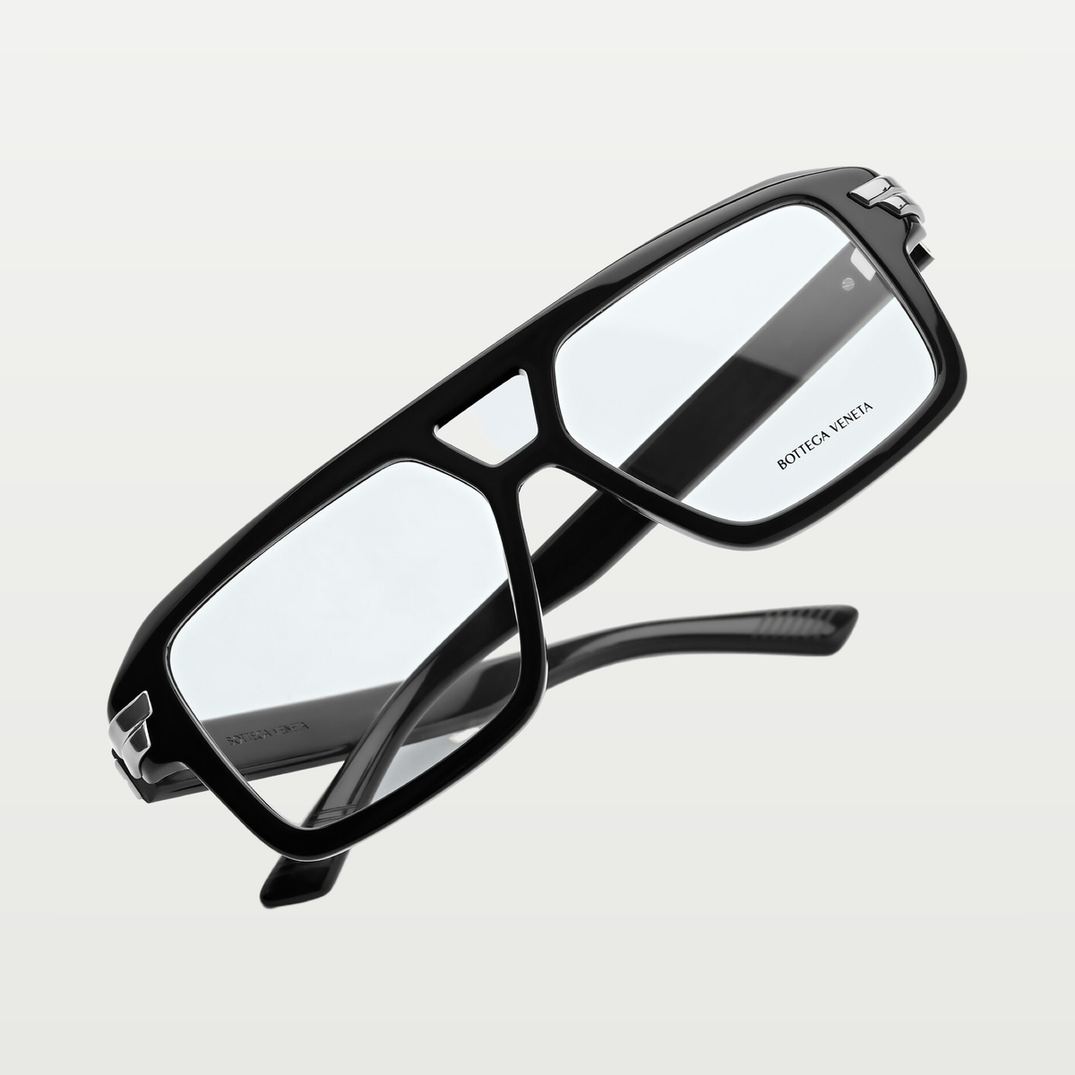 Bottega Veneta Mitre Aviator Eyeglasses in Black/transparent