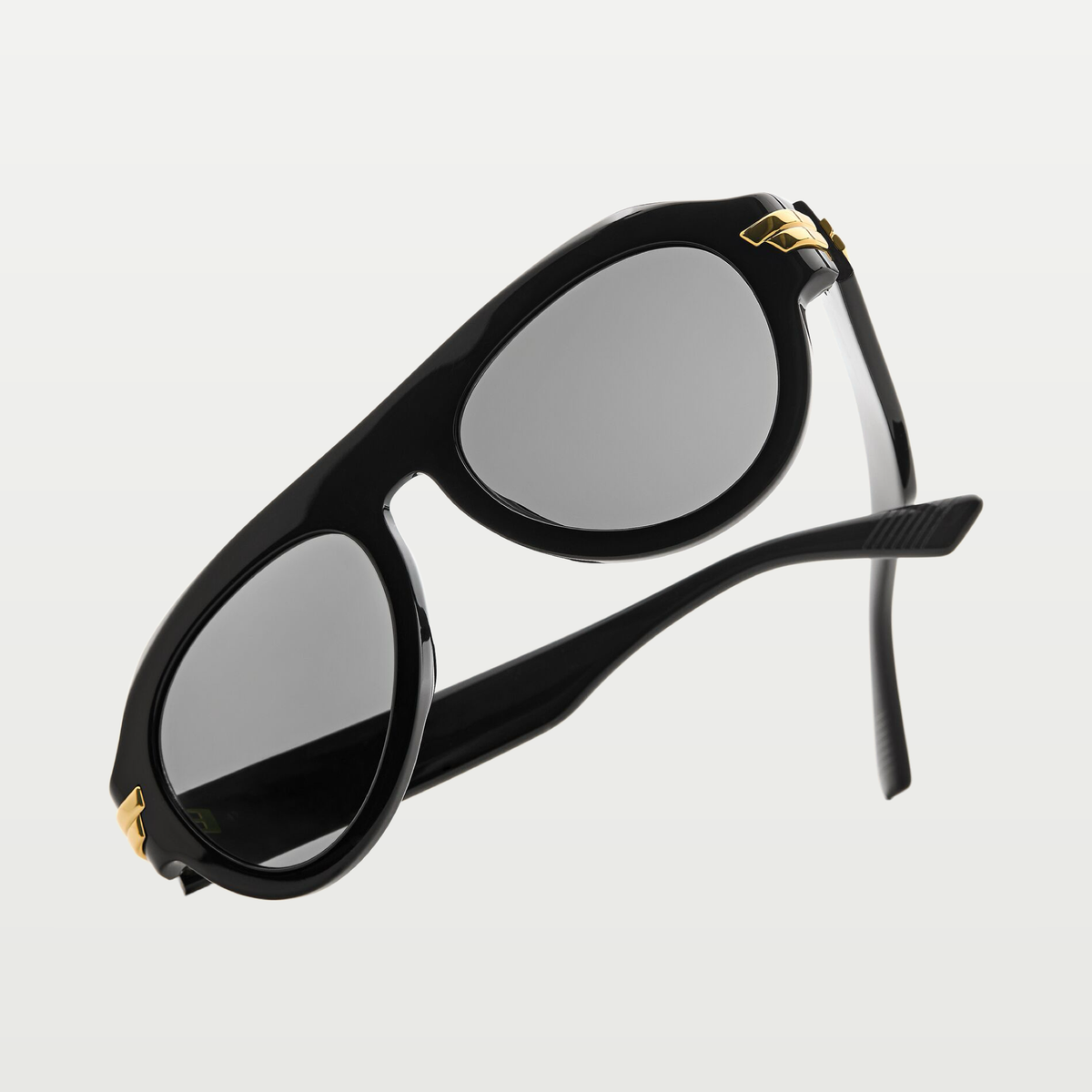 Bottega Veneta Mitre Aviator Sunglasses in Black/gray