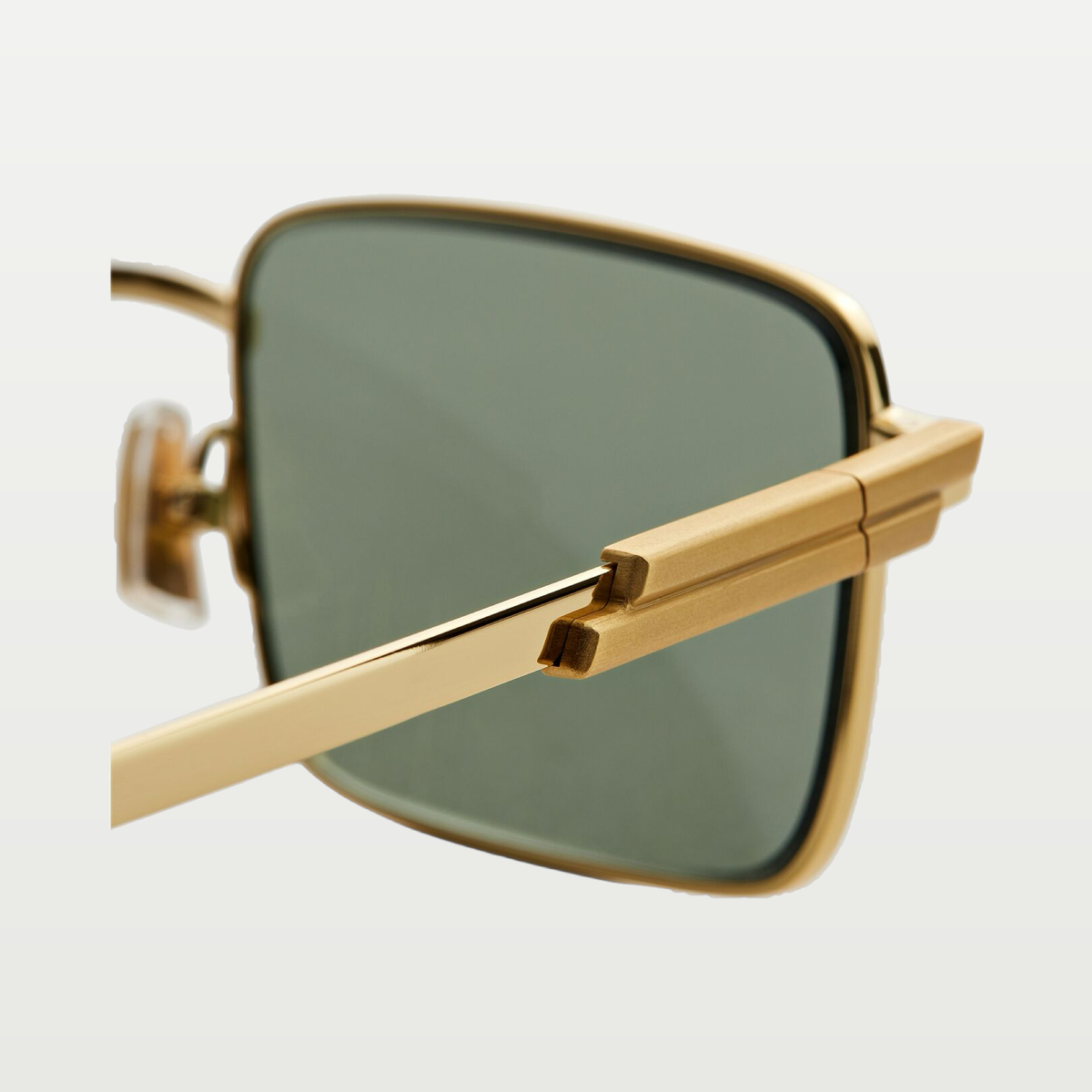 Bottega Veneta Classic Rectangular Sunglasses in Gold/green