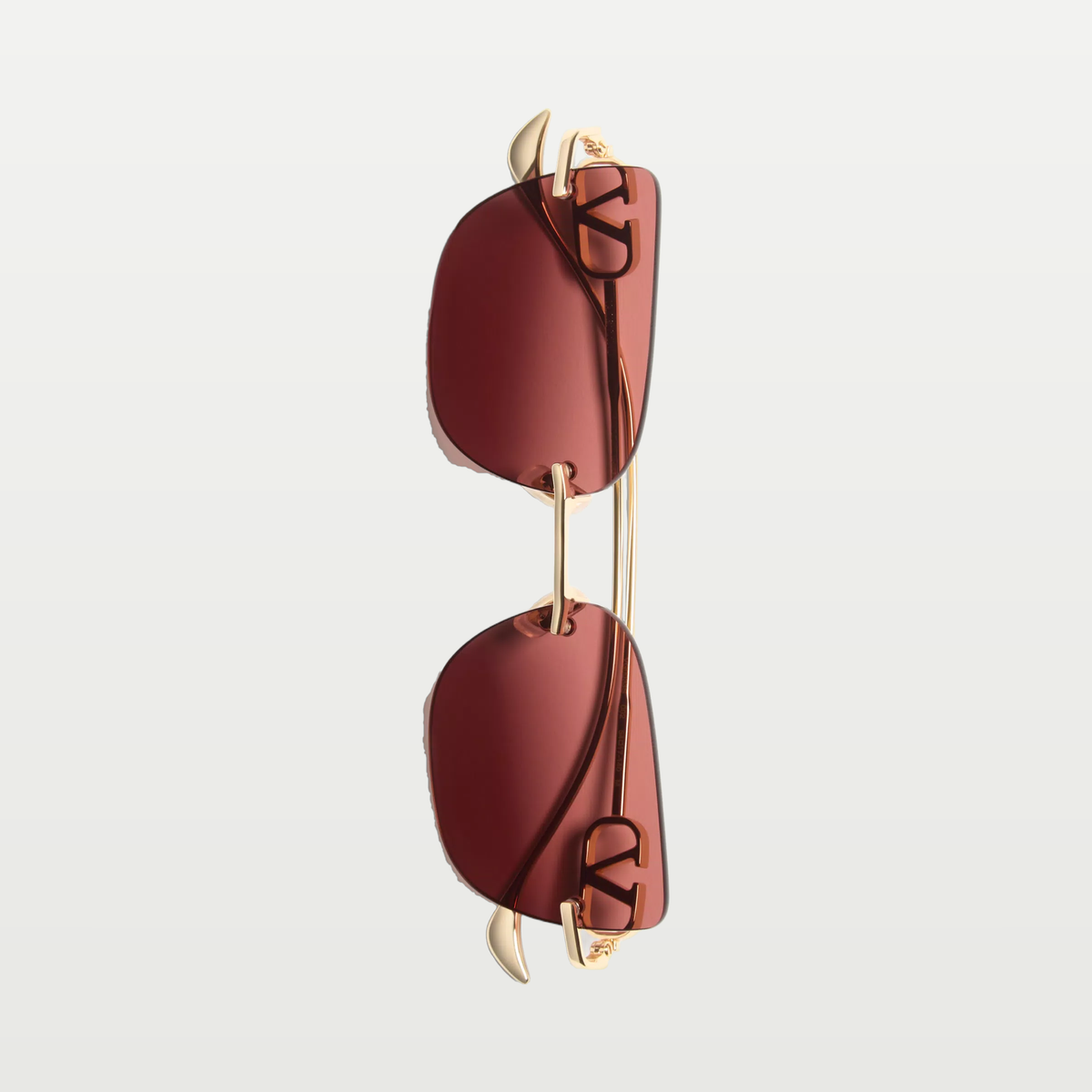 Valentino Geometric Metal Eyewear — GOLD/BROWN