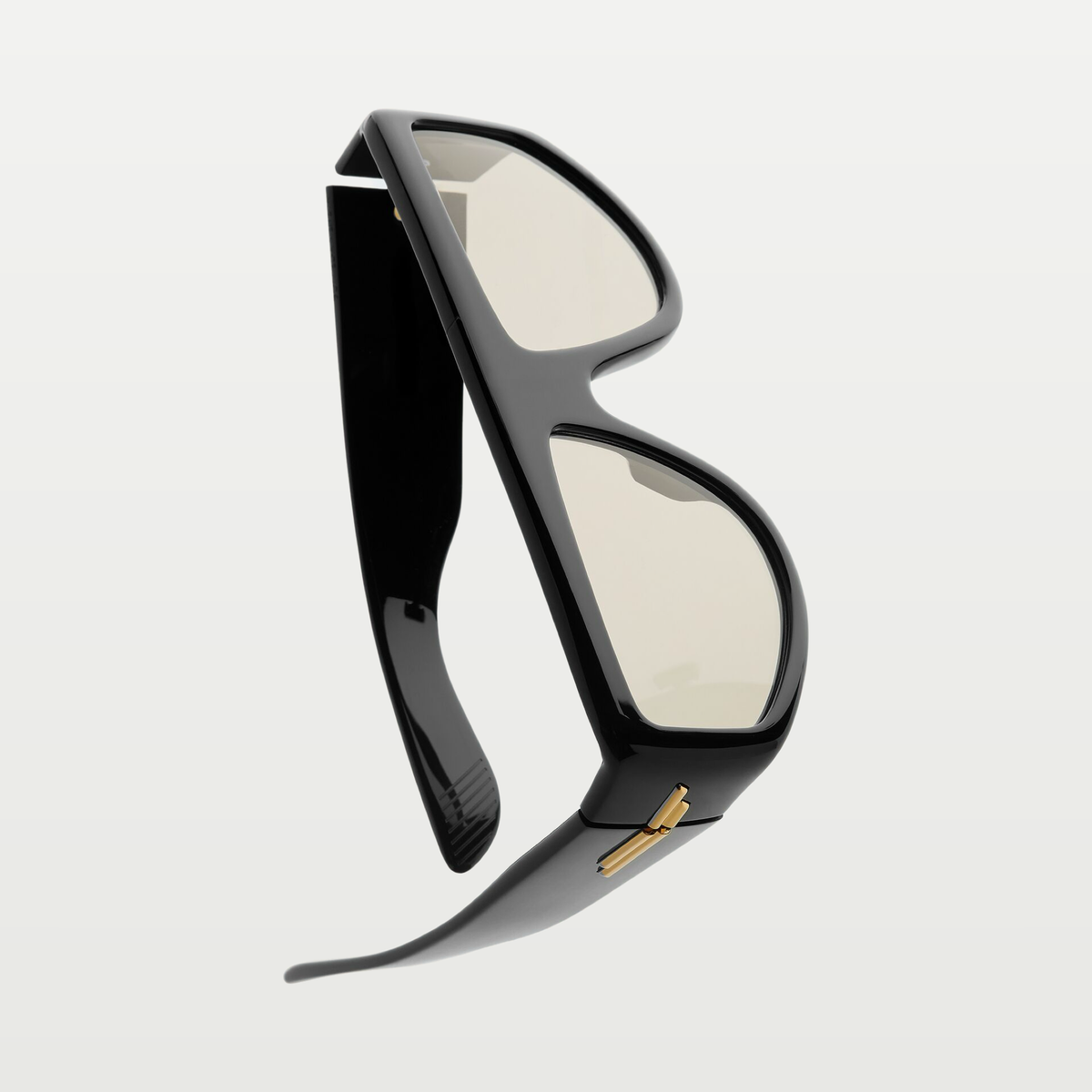 Bottega Veneta Classic Shield Sunglasses in Black/brown
