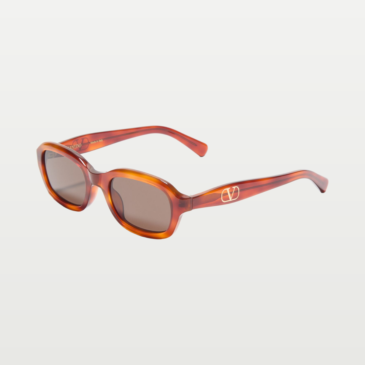 Valentino Rectangular Acetate Eyewear — HAVANA/BROWN