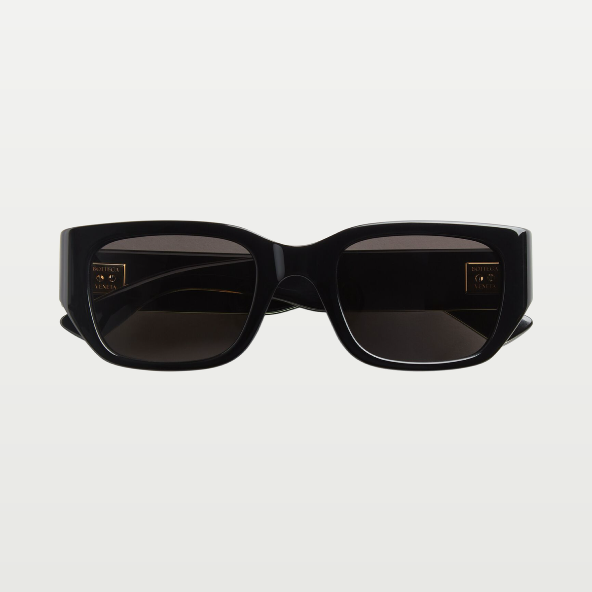 Bottega Veneta Intrecciato Square Sunglasses in Black/grey