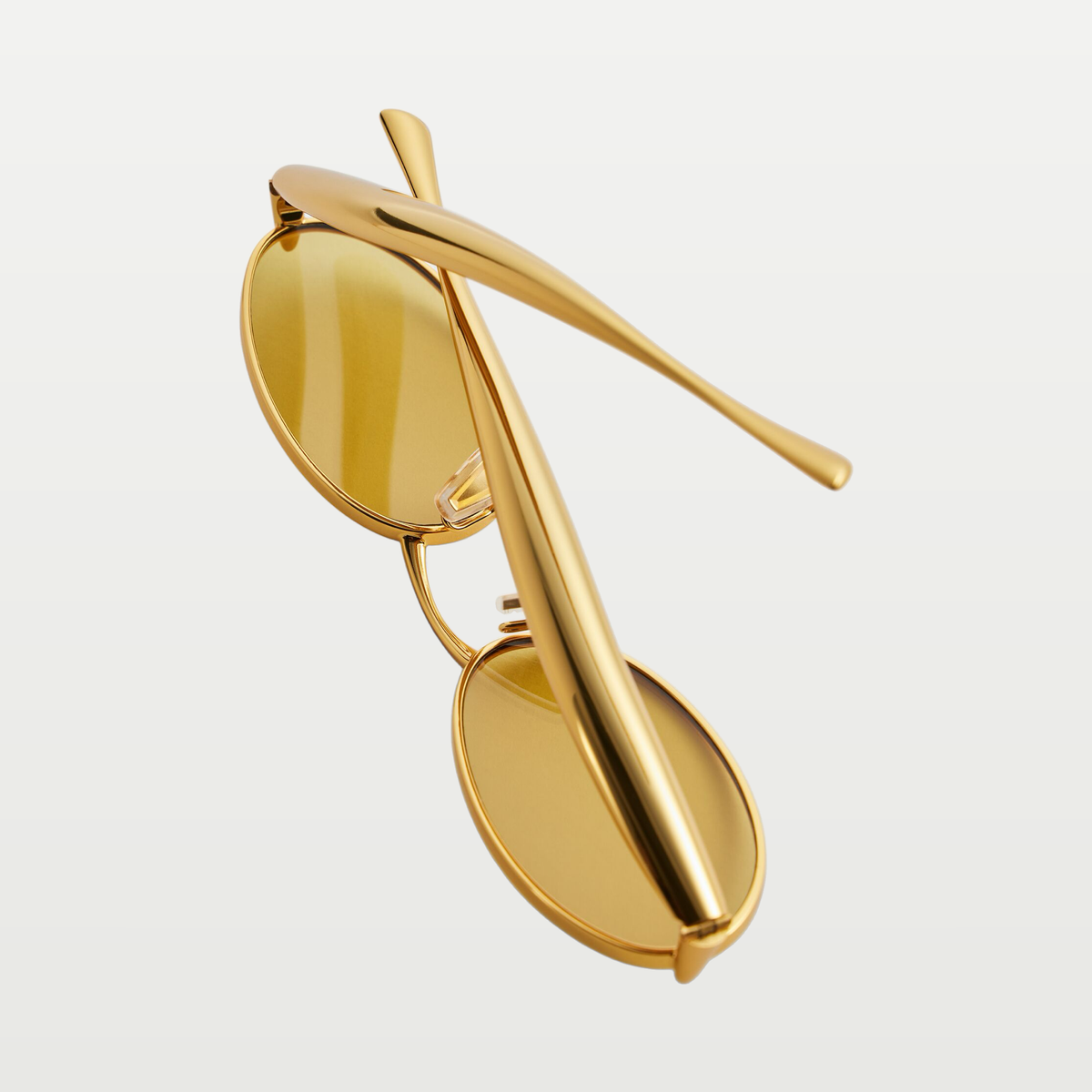 Bottega Veneta Sardine Oval Sunglasses in Gold/yellow