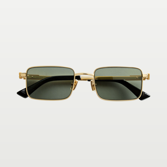 Bottega Veneta Classic Rectangular Sunglasses in Gold/green