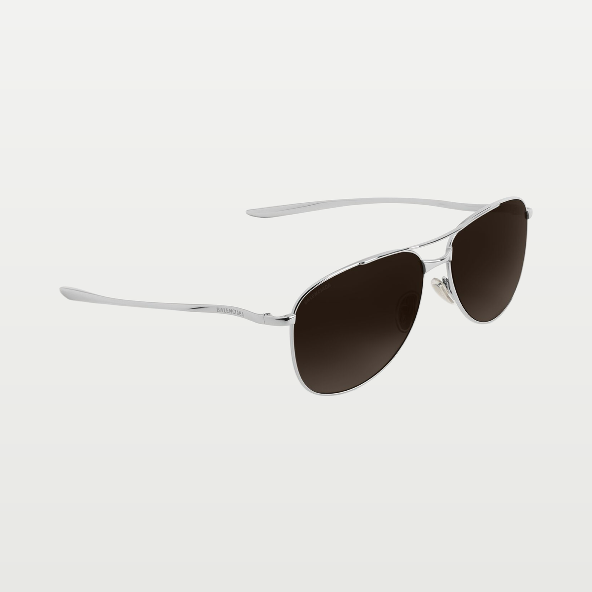 Balenciaga Men's Monday Pilot Sunglasses in Shiny Silver