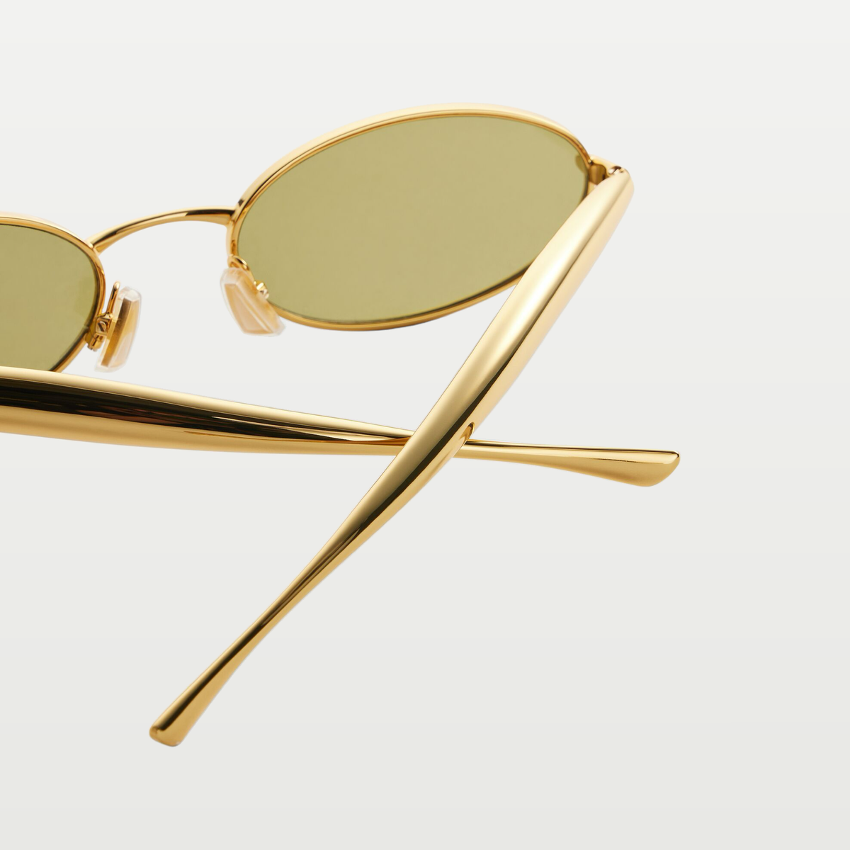 Bottega Veneta Sardine Oval Sunglasses in Gold/green
