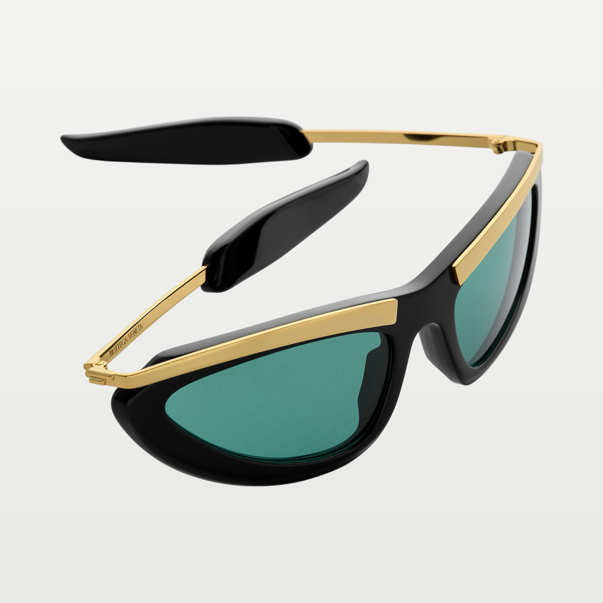 Bottega Veneta Prisma Cat Eye Sunglasses in Black/green